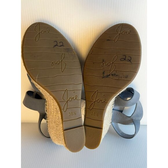 Joie Blue Leather Strappy Espadrille Wedge Heels, Size 6.5 US, 36.5 EU - Picture 9 of 11